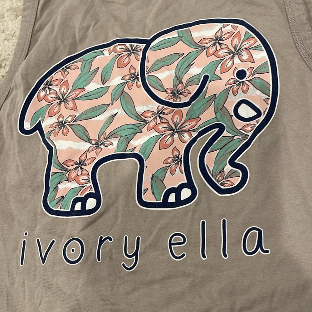 Ivory Ella Floral Elephant Tank in Tan Size Medium - Picture 1 of 5